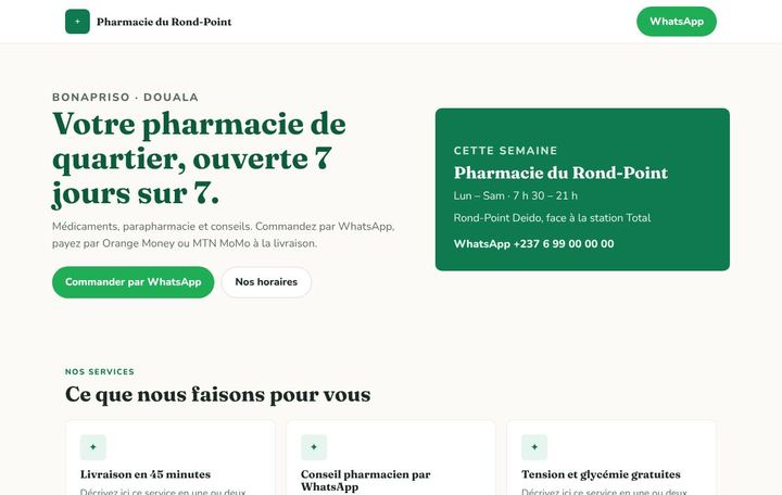 Style Classique : pharmacie, vert, serif Fraunces
