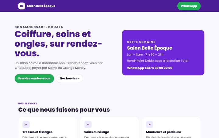 Style Vibrant : salon de beauté, violet, formes rondes